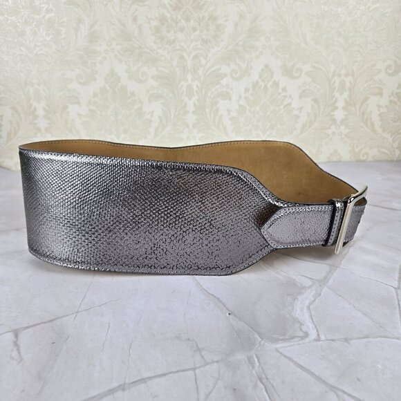 W Kleinberg Size Small Wide Karung Snake Belt Silver Black Solid Brass Buckle